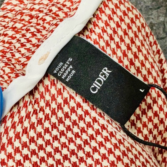 Cider Sz L Red and White Houndstooth Wide Leg Pant Trousers, Vintage Inspired - Picture 3 of 9